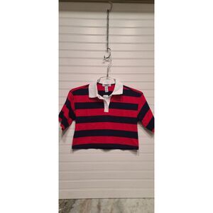 RSQ Womens Striped Red/Blue Crop Polo Size XS